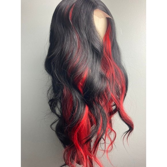 Black With Red Wig,Highlight Wig - Picture 1 of 10